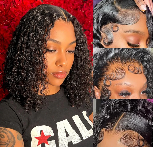 14"Glueless curly wig human hair 5x5