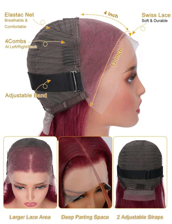 Burgundy Lace Front 13x4 Human Hair Wigs
