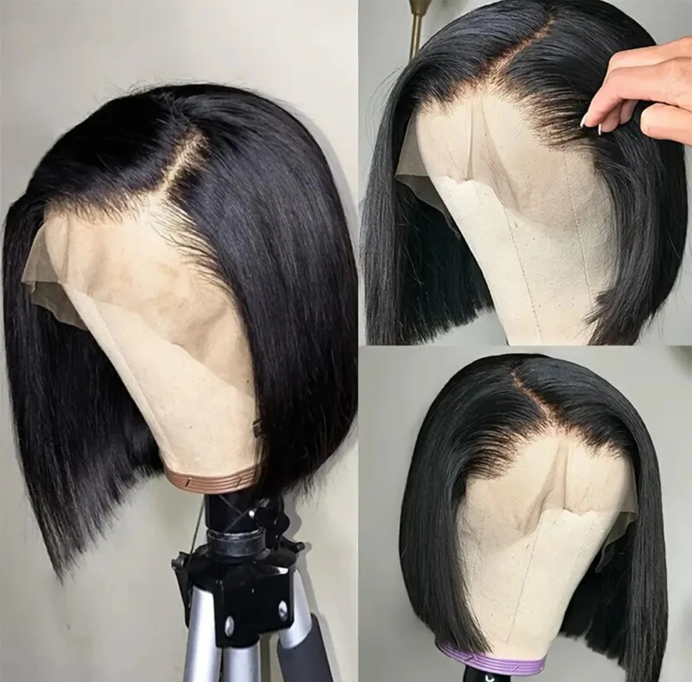 10"Brazilian Hair Glueless Frontal Lace 13x4 Short Straight Bob Wig
