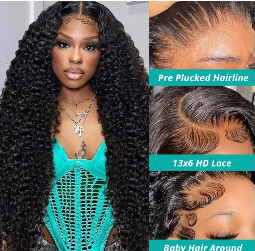 24" Glueless curly human hair 5x5 top quality wig