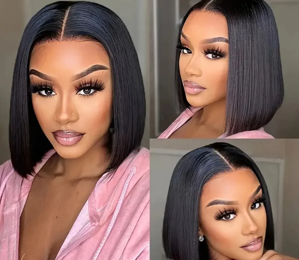 10"Brazilian Hair Glueless Frontal Lace 13x4 Short Straight Bob Wig